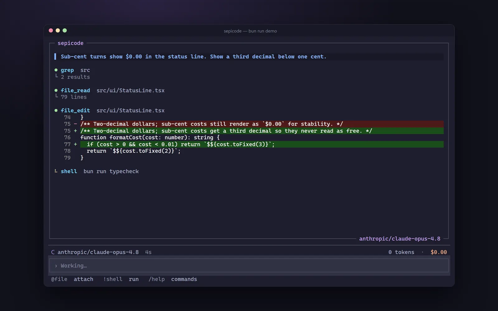 Tool calls streaming in while a turn runs