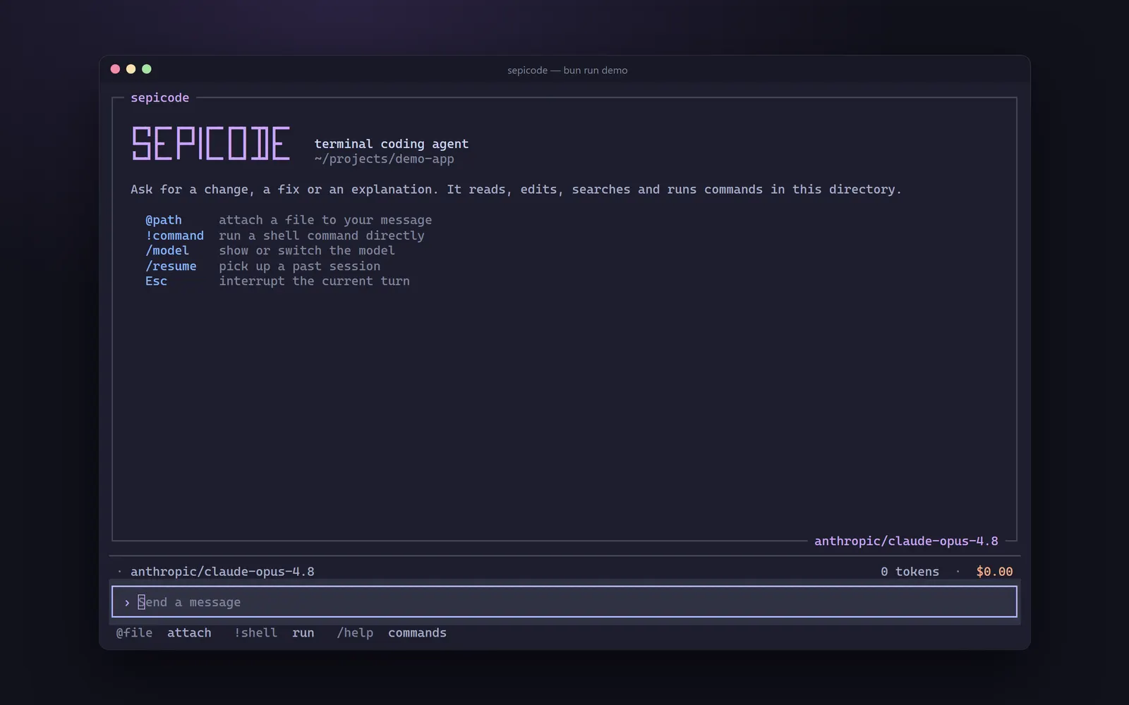Welcome screen